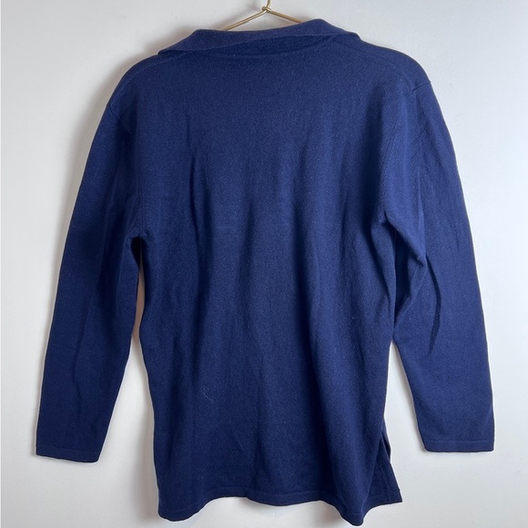 Cashmere navy Henley button sweater - Picture 5 of 9
